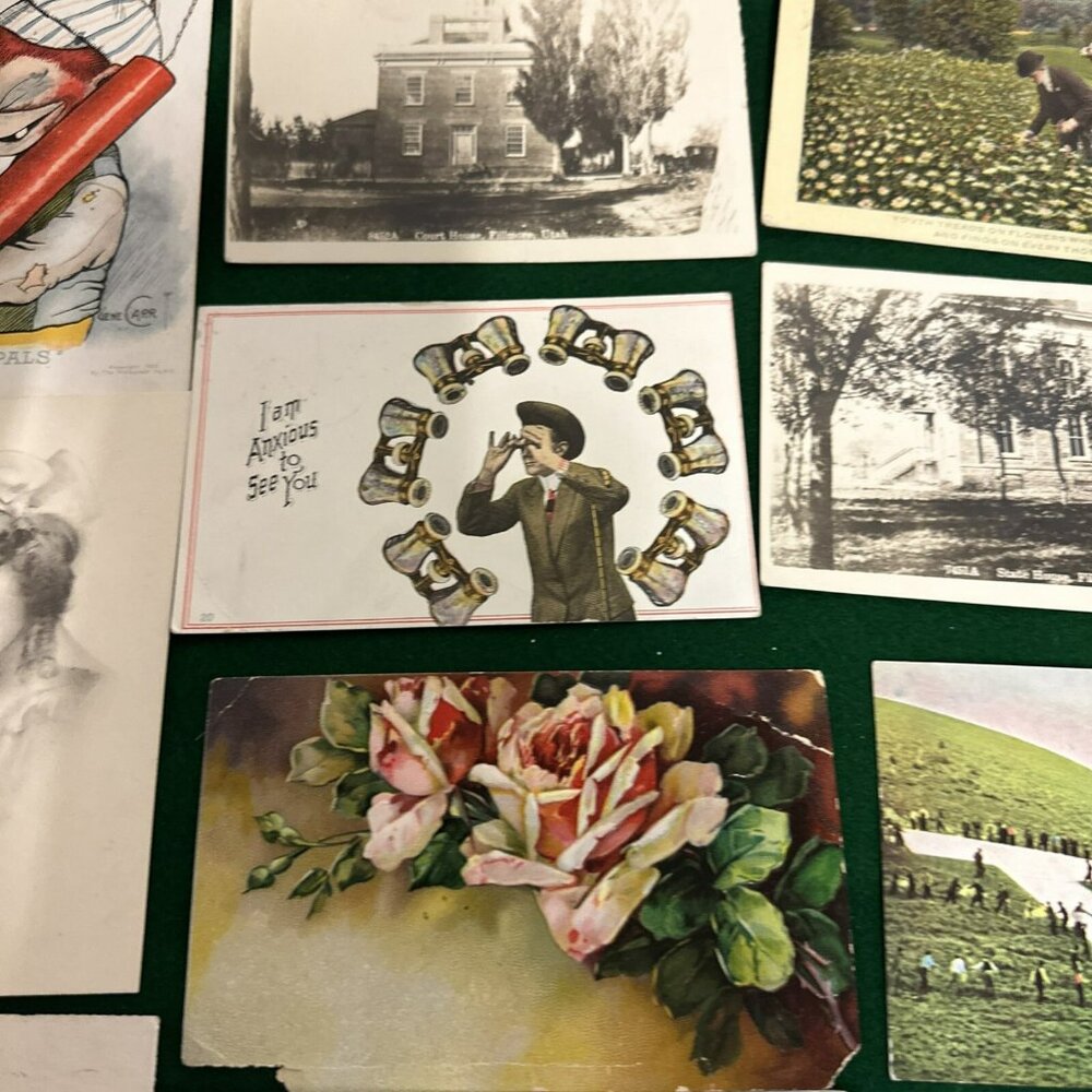 Antique Postcards with Memos and Postage Stamps 1908 through 1914 100 year old - Picture 2 of 16